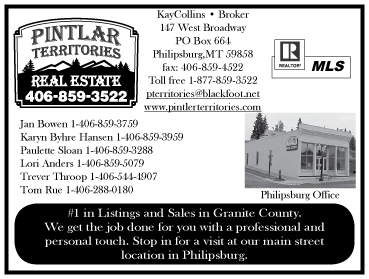 November 2004 Pintlar Territories Real Estate
									<br />
									Page xx
									  ♦  
									5"W x 3¾"H<br />
									30# Newsprint