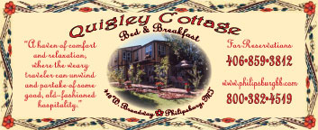 October 2005 Quigley Cottage Bed & Breakfast
									<br />
									Page xx
									  ♦  
									4⅞"W x 2"H<br />
									30# Newsprint